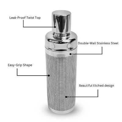 Etched Stainless Steel Cocktail Shaker Image 2