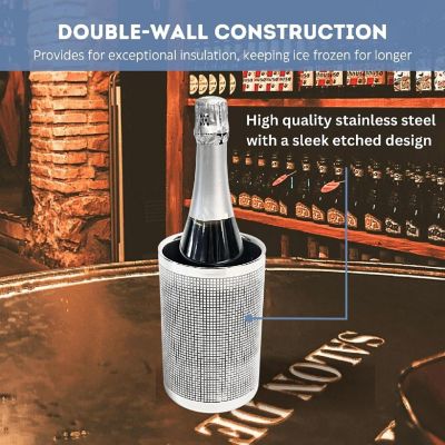 Etched Stainless Steel Double Wall Wine Cooler Image 3