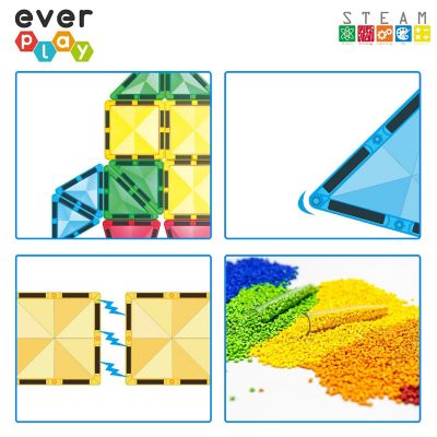 EverPlay 12pc Magnet Tiles Building Block Toy Set Travel Size Mini Diamond Series Magnetic Construction Magnetized Connecting Blocks for Ages 3+ EPM12 Image 1