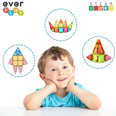 EverPlay 12pc Magnet Tiles Building Block Toy Set Travel Size Mini Diamond Series Magnetic Construction Magnetized Connecting Blocks for Ages 3+ EPM12 Image 3