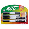 EXPO Magnetic Dry Erase Markers with Eraser, Fine Tip, Black, 4 Per Pack, 3 Packs Image 1