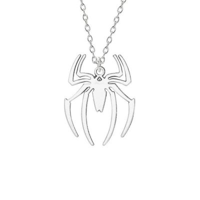 Fashion Spider Halloween Pendant Necklace Plated Silver Image 1