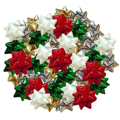 Fifth Ave Kraft Gift Bows Assortment Peel &#8216;N Stick 42ct assorted red ,gold ,white, green, and silver Image 1