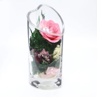 Fiora Flower Long Lasting Pink Rose with White Limoniums and Greenery in a Heart Shaped Vase Image 1