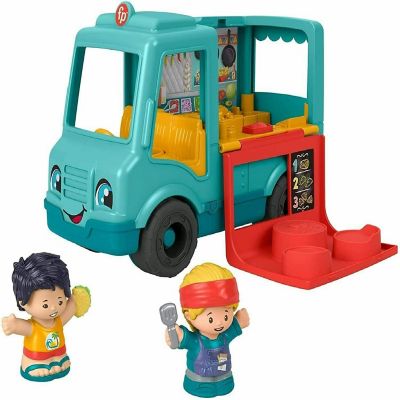 Fisher-Price Little People Serve It Up Food Truck, Push-Along Musical Toy Vehicle with Figures Image 1