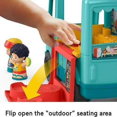 Fisher-Price Little People Serve It Up Food Truck, Push-Along Musical Toy Vehicle with Figures Image 3
