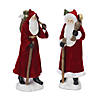 Flocked Santa Figurine With Hood And Staff (Set Of 2) 12"H Resin Image 1