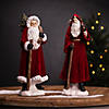 Flocked Santa Figurine With Hood And Staff (Set Of 2) 12"H Resin Image 3