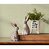 Floral Carved Rabbit (Set Of 2) 7.25"H, 8"H Resin Image 3
