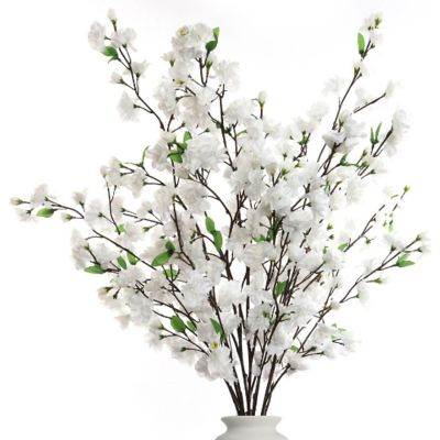 Floral Home 6" Blossom Flowers White Cherry 1pc Image 1