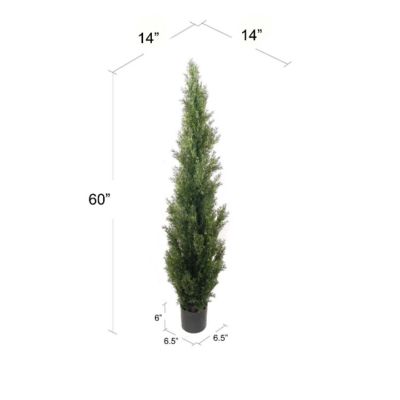 Floral Home Green 60" Cedar Tree Topiary 1pc Image 1