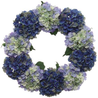 Floral Home Midnight  Blue  24" Hydrangea Wreath  1pc Image 1