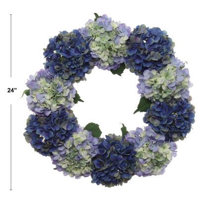 Floral Home Midnight  Blue  24" Hydrangea Wreath  1pc Image 1