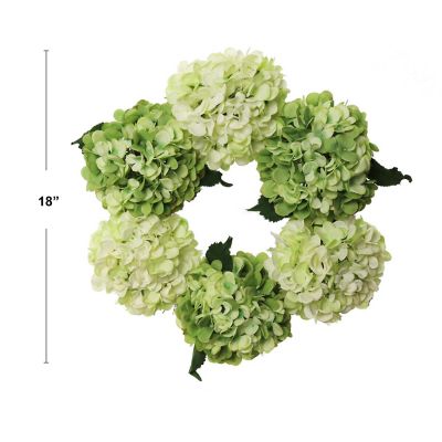 Floral Home Mint & Green 18" Hydrangea Wreath 1pc Image 1