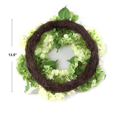 Floral Home Mint & Green 18" Hydrangea Wreath 1pc Image 3