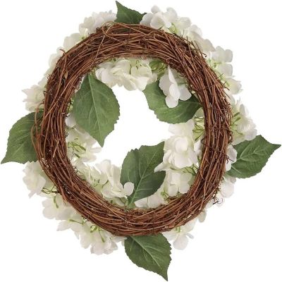 Floral Home White 18" Hydrangea Wreath  1pc Image 3