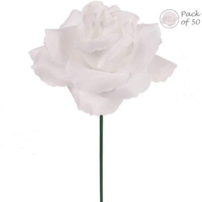 Floral Home White 3" Artificial rose 100pcs Image 1