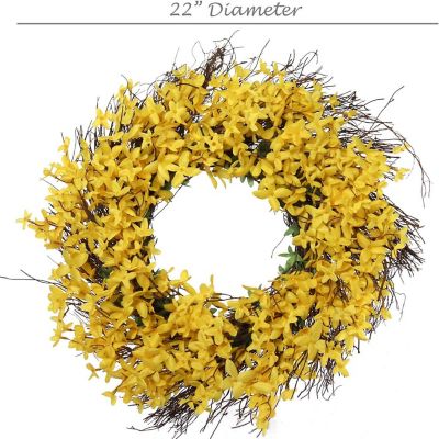 Floral Home Yellow Forsythia Wreath 1pc Image 1