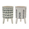 Footed Foliage Print Planter  (Set Of 2) 4"D X 6"H Dolomite Image 1