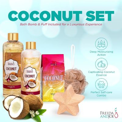 Freida and Joe Coconut Fragrance 5-Piece Bath and Body Gift Box Image 3