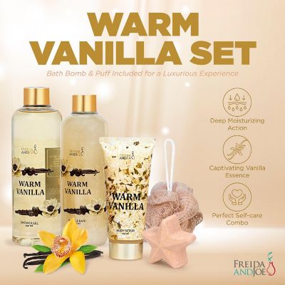 Freida and Joe Warm Vanilla Fragrance 5-Piece Bath and Body Gift Box Image 3