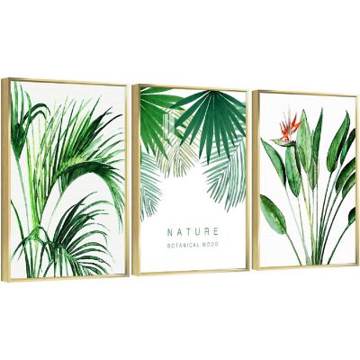 Full House 3 Panels Framed Canvas Wall ArtOil Paintings - Nature botanical Mood 1 - Aesthetic Prints for Living Room Bedroom Office-12*16 Image 1