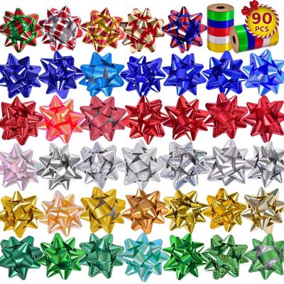 Fun Little Toys - 90PCS Christmas Assorted Gift Wrap Pull Bows Image 1