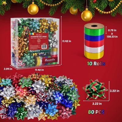 Fun Little Toys - 90PCS Christmas Assorted Gift Wrap Pull Bows Image 1
