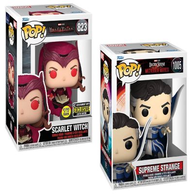 Funko Pop! Bobble Head 2 Pack Scarlet Witch (Glows in the Dark) and Supreme Strange 823 1005 Image 1
