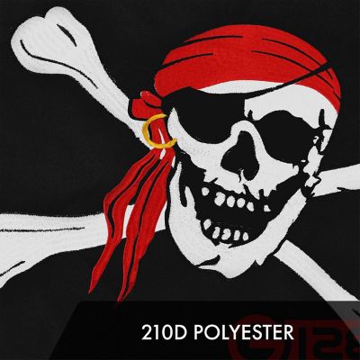 G128 16x24 In 1PK Pirate Jolly Roger Head Scarf Embroidered 210D Polyester Flag Image 3