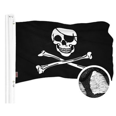 G128 16x24 In Combo USA & Pirate Jolly Roger Bones Embroidered 210D Polyester Flag Image 1