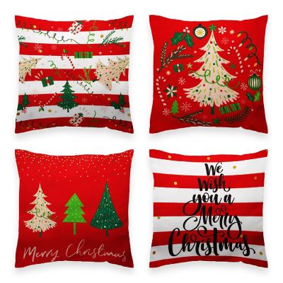 G128 18 x 18 In Christmas Elegant Pine Tree Waterproof Pillow Covers, Set of 4 Image 1
