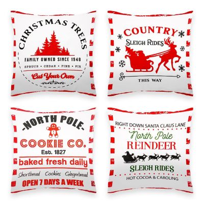 G128 18 x 18 In Christmas Farmhouse Cookie Waterproof Pillow Covers, Set of 4 Image 1