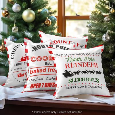 G128 18 x 18 In Christmas Farmhouse Cookie Waterproof Pillow Covers, Set of 4 Image 1