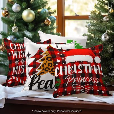 G128 18 x 18 In Christmas Pine Spruce Waterproof Pillow Covers, Set of 4 Image 1