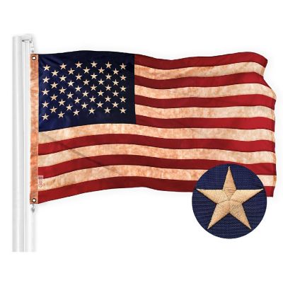 G128 5x8ft Combo USA & Betsy Ross Tea-Stained Embroidered 420D Polyester Flag Image 3