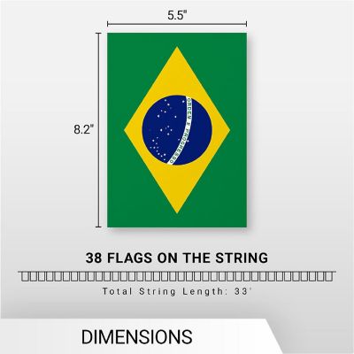 G128 8.2x5.5IN Flag Pieces 33FT Full String, Brazil Printed 150D Polyester Bunting Banner Flag Image 3