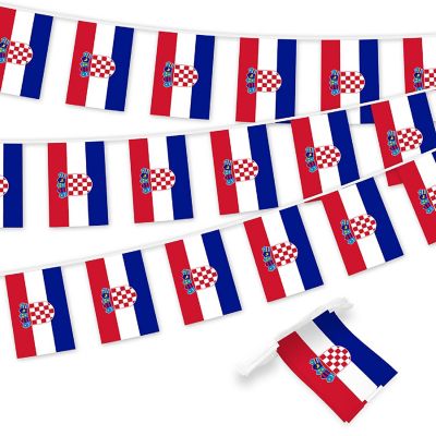 G128 8.2x5.5IN Flag Pieces 33FT Full String, Croatia Printed 150D Polyester Bunting Banner Flag Image 1