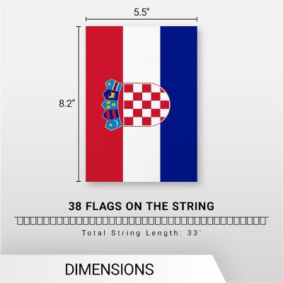 G128 8.2x5.5IN Flag Pieces 33FT Full String, Croatia Printed 150D Polyester Bunting Banner Flag Image 3