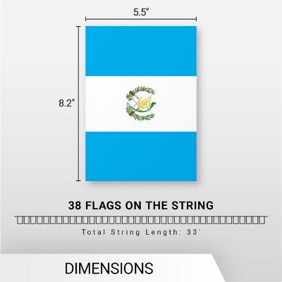 G128 8.2x5.5IN Flag Pieces 33FT Full String, Guatemala Printed 150D Polyester Bunting Banner Flag Image 3