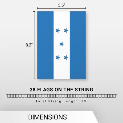 G128 8.2x5.5IN Flag Pieces 33FT Full String, Honduras Printed 150D Polyester Bunting Banner Flag Image 3