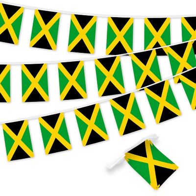G128 8.2x5.5IN Flag Pieces 33FT Full String, Jamaica Printed 150D Polyester Bunting Banner Flag Image 1