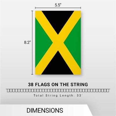 G128 8.2x5.5IN Flag Pieces 33FT Full String, Jamaica Printed 150D Polyester Bunting Banner Flag Image 3