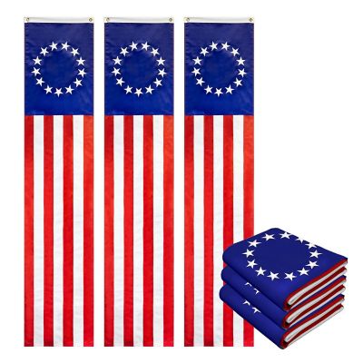 G128 - Betsy Ross Pull Down Flag 1.67x8FT 3 Pack Embroidered Polyester Image 1