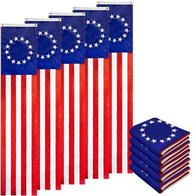 G128 - Betsy Ross Pull Down Flag 1.67x8FT 5 Pack Embroidered Polyester Image 1