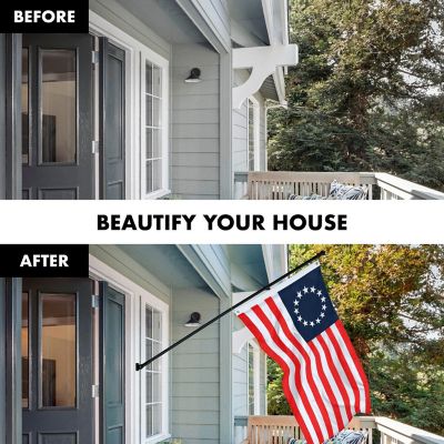 G128 - Combo Pack: 6 Feet Tangle Free Spinning Flagpole (Black) Betsy Ross Flag 3x5 ft Printed 150D Brass Grommets (Flag Included) Aluminum Flag Pole Image 2