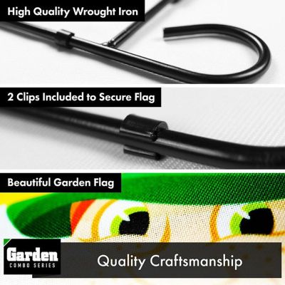 G128 - Combo Pack: Garden Flag Stand Black 36x16IN and Garden Flag Happy St. Patrick's Day Leprechaun with Pot of Gold 12x18IN Image 2