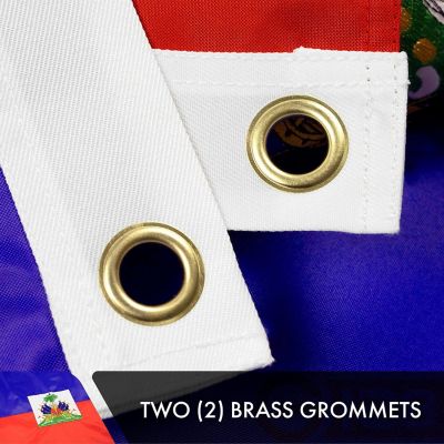 G128 - Haiti Haitian Flag 3x5 Ft 2 Pack Double Sided Embroidered 300D Indoor/Outdoor, Brass Grommets, Heavy Duty Polyester Image 2