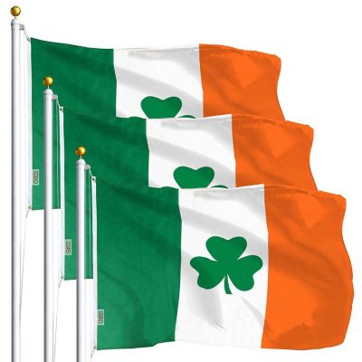 G128 - Ireland SHAMROCK Irish Flag 3x5FT 3 Pack Printed Polyester Image 1