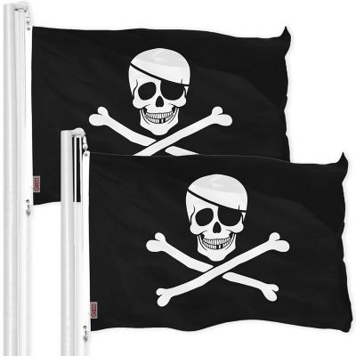 G128 - Jolly Roger Pirate Bones Flag 3x5FT 2 Pack Printed 150D Polyester Image 1